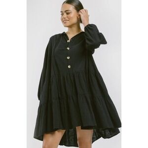 The Lullaby Club Avalon Smock Jett Tiered Flowy Dress Oversized Bump Friendly